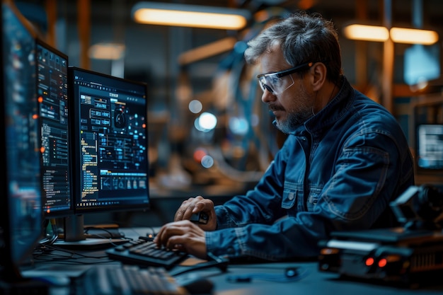 Free Photo portrait of male engineer working in the field for engineers day celebration