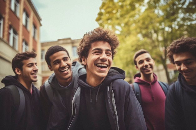 Portrait of male friends sharing an affectionate moment of friendship