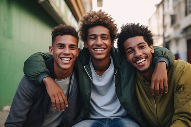 Portrait of male friends sharing an affectionate moment of friendship