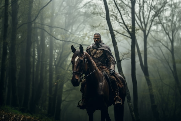 Portrait of male horse rider during medieval times