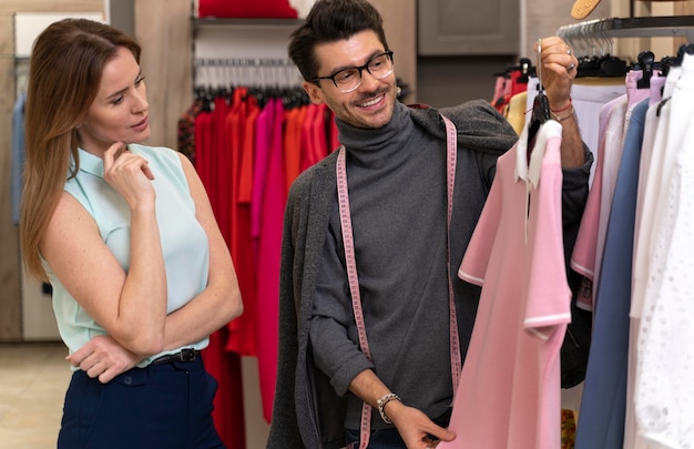 Portrait male personal shopper working