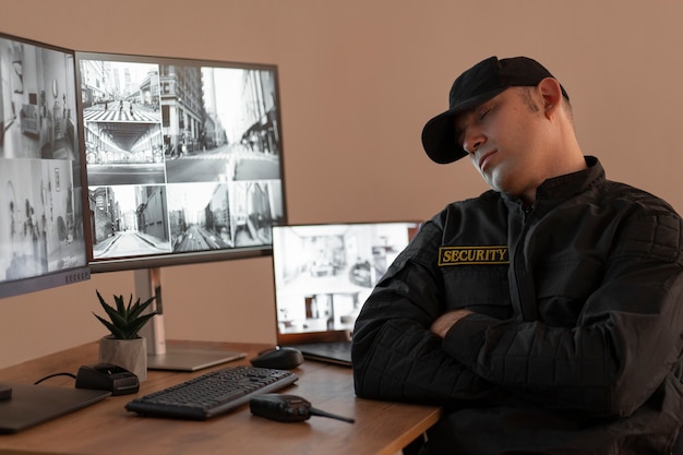 Free photo portrait of male security guard with uniform