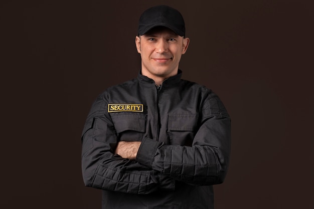 Free Photo portrait of male security guard with uniform