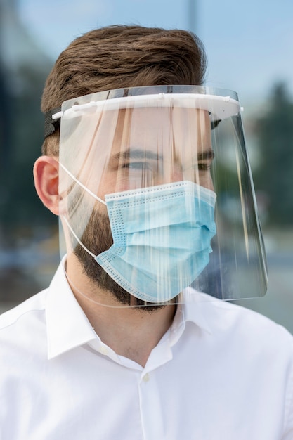 Portrait male wearing mask