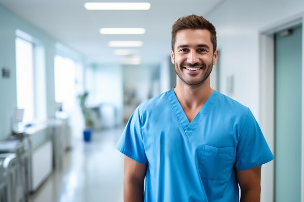 Portrait of male working nurse