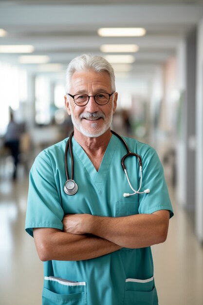 Portrait of male working nurse