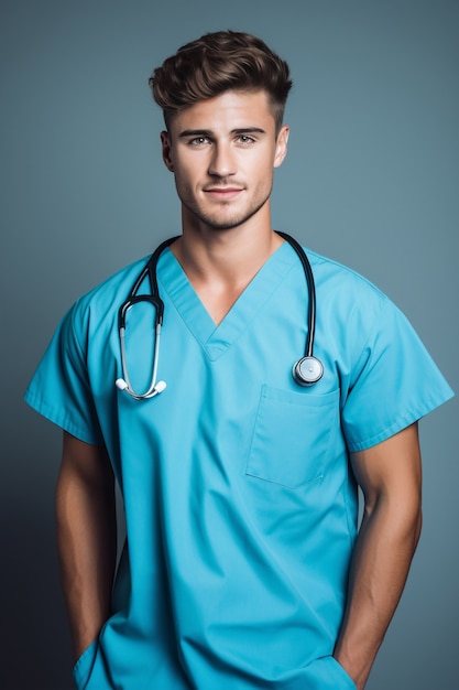 Portrait of male working nurse