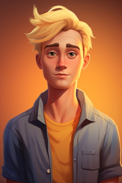 Portrait of man in cartoon style