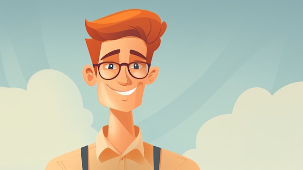 Portrait of man in cartoon style