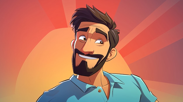 Free photo portrait of man in cartoon style