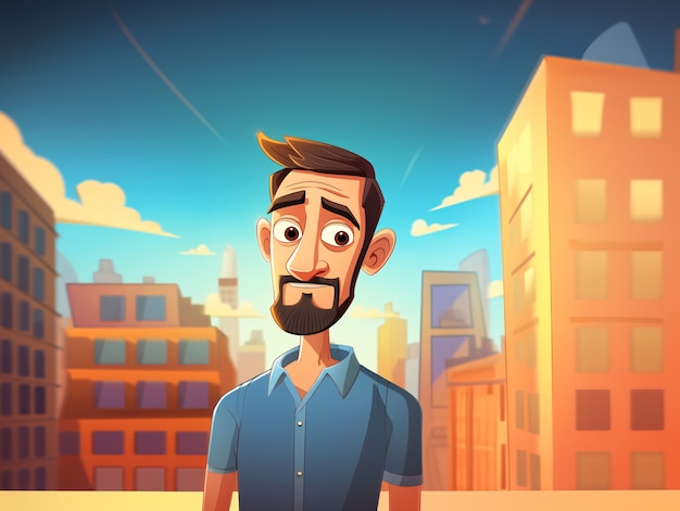 Free photo portrait of man in cartoon style