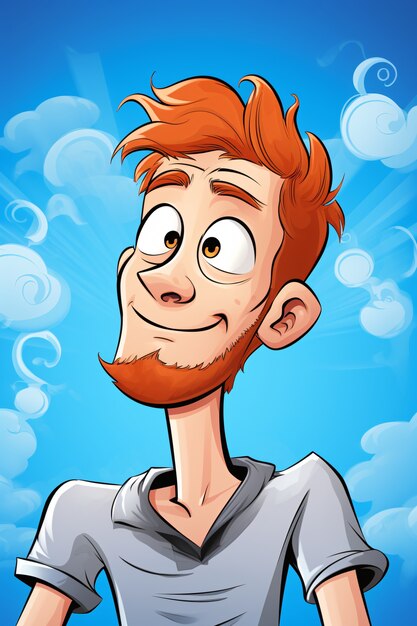 Portrait of man in cartoon style