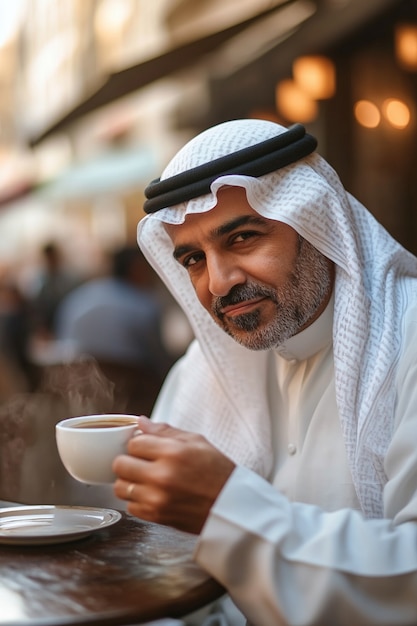 Free photo portrait of man drinking tea