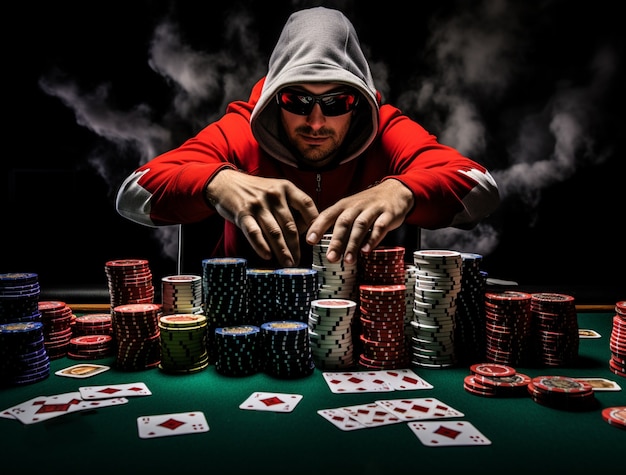 Free photo portrait of man gambling at a casino