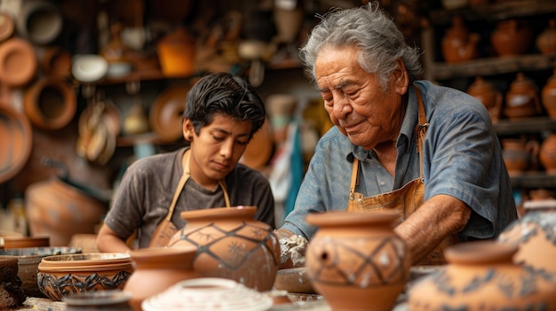 Free Photo portrait of man in a pottery studio working on stoneware