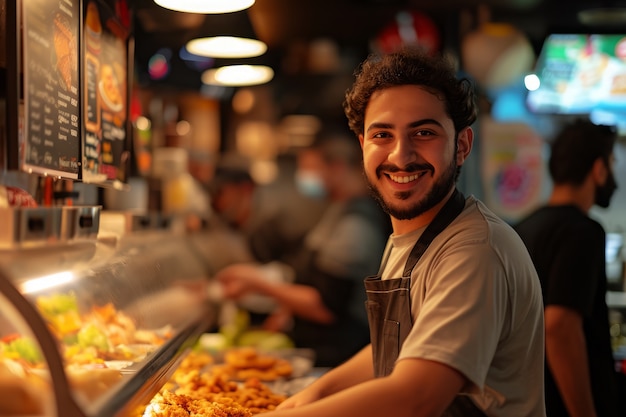 Free photo portrait of man practicing his profession to celebrate international labour day