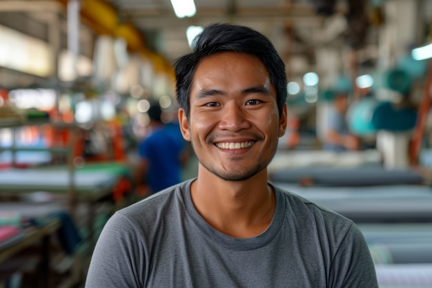 Free photo portrait of man practicing his profession to celebrate international labour day