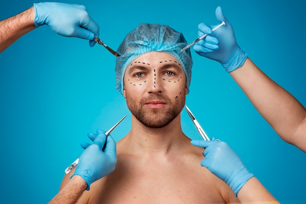 Free photo portrait of man receiving enhancements and tweakments through the help of cosmetic procedures