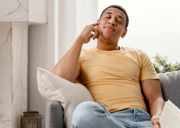 Portrait man relaxing at home