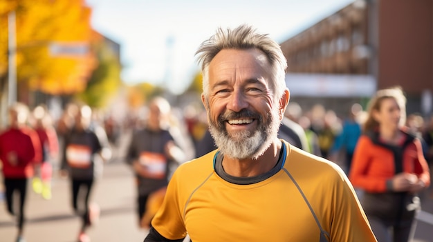 Portrait of man running