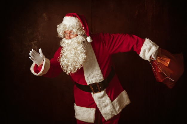 Free Photo portrait of man in santa claus costume