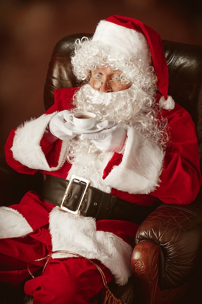 Free Photo portrait of man in santa claus costume