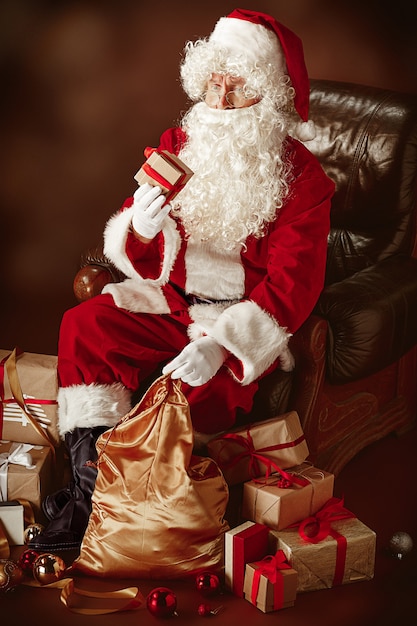 Free Photo portrait of man in santa claus costume