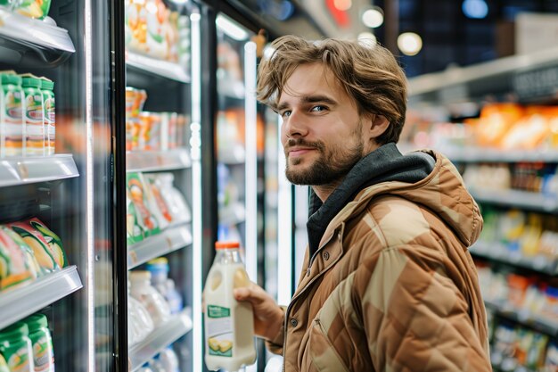 Free photo portrait of man shopping and buying consumer goods