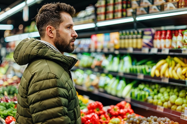 Free photo portrait of man shopping and buying consumer goods