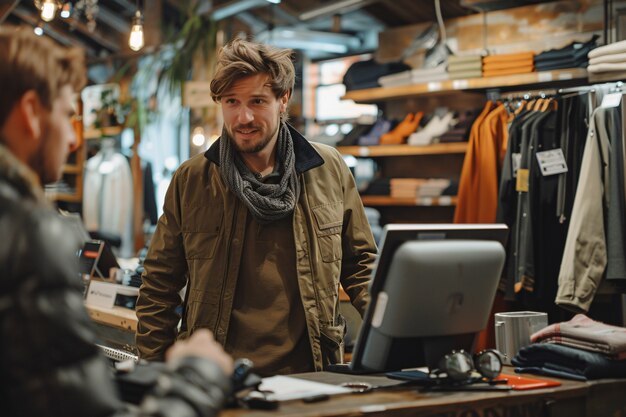 Free Photo portrait of man shopping and buying consumer goods