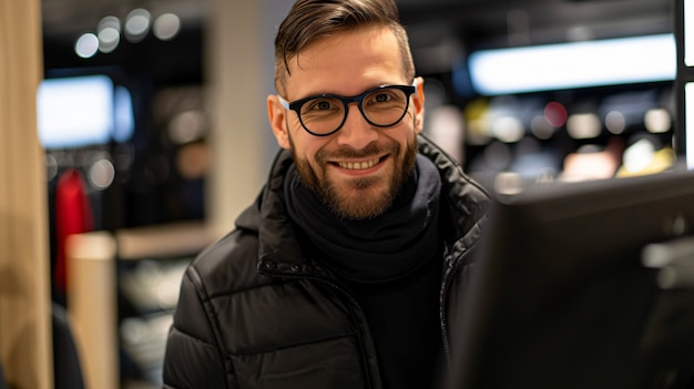 Free photo portrait of man shopping and buying consumer goods