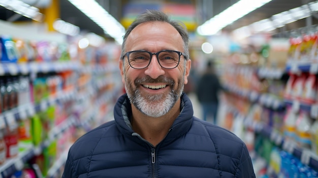 Portrait of man shopping and buying consumer goods