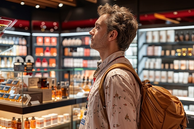 Free Photo portrait of man shopping and buying consumer goods