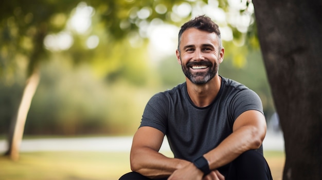 Portrait of man smiling in the park