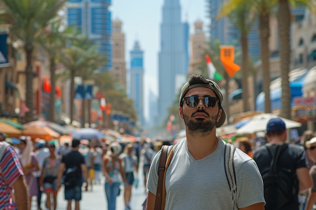 Free Photo portrait of man visiting the luxurious city of dubai