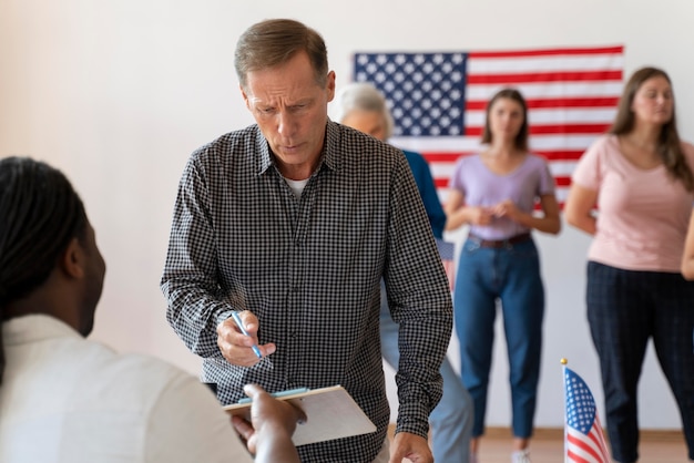 Free photo portrait of man on voter registration day