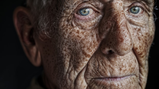 Portrait of man with beauty marks and freckles