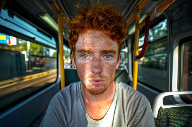 Free Photo portrait of man with beauty marks and freckles