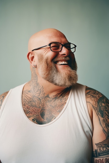 Free Photo portrait of man with body tattoos