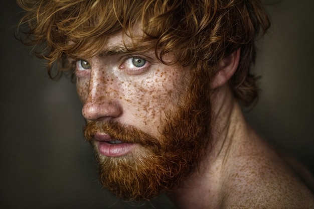 Free photo portrait of man with freckles and beauty marks