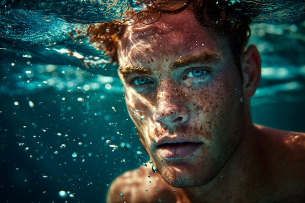 Portrait of man with freckles and beauty marks