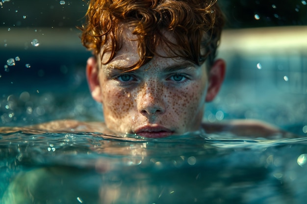 Portrait of man with freckles and beauty marks