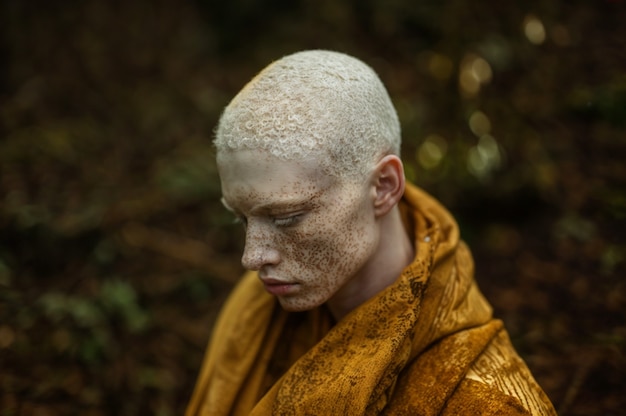 Free Photo portrait of man with freckles and beauty marks