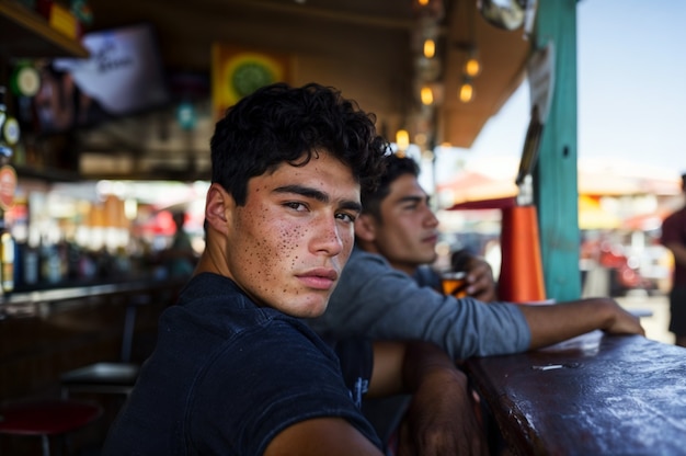 Free photo portrait of man with freckles and beauty marks