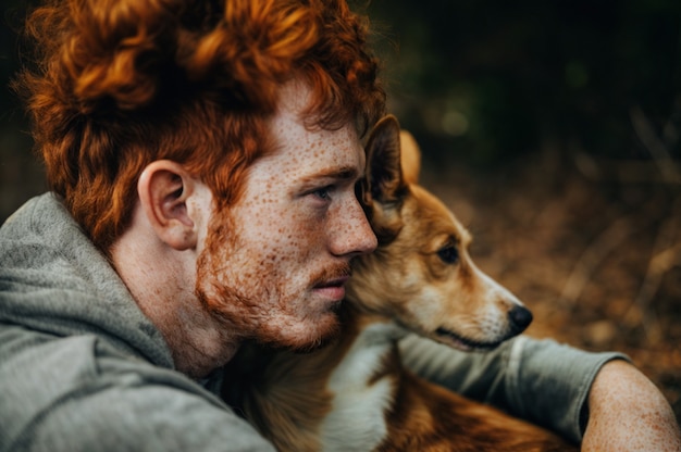 Free photo portrait of man with freckles and beauty marks