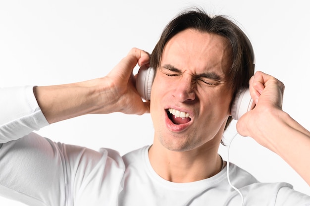 Portrait man with headphones