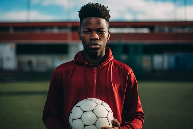 Free photo portrait of man with soccer ball