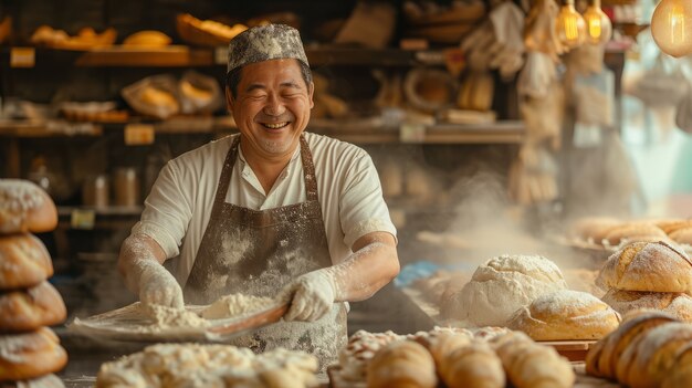 Portrait of man working as baker