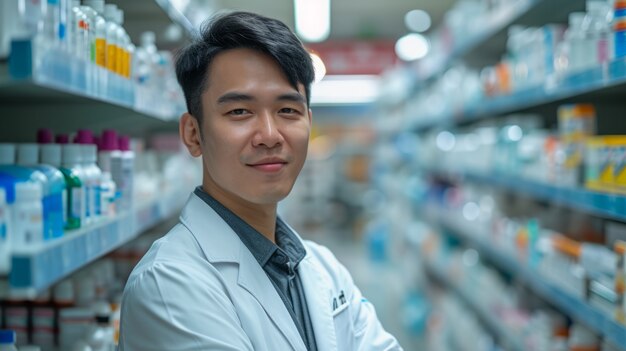 Portrait of man working as chemist