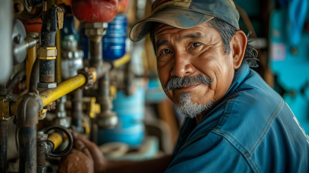 Portrait of man working as plumber